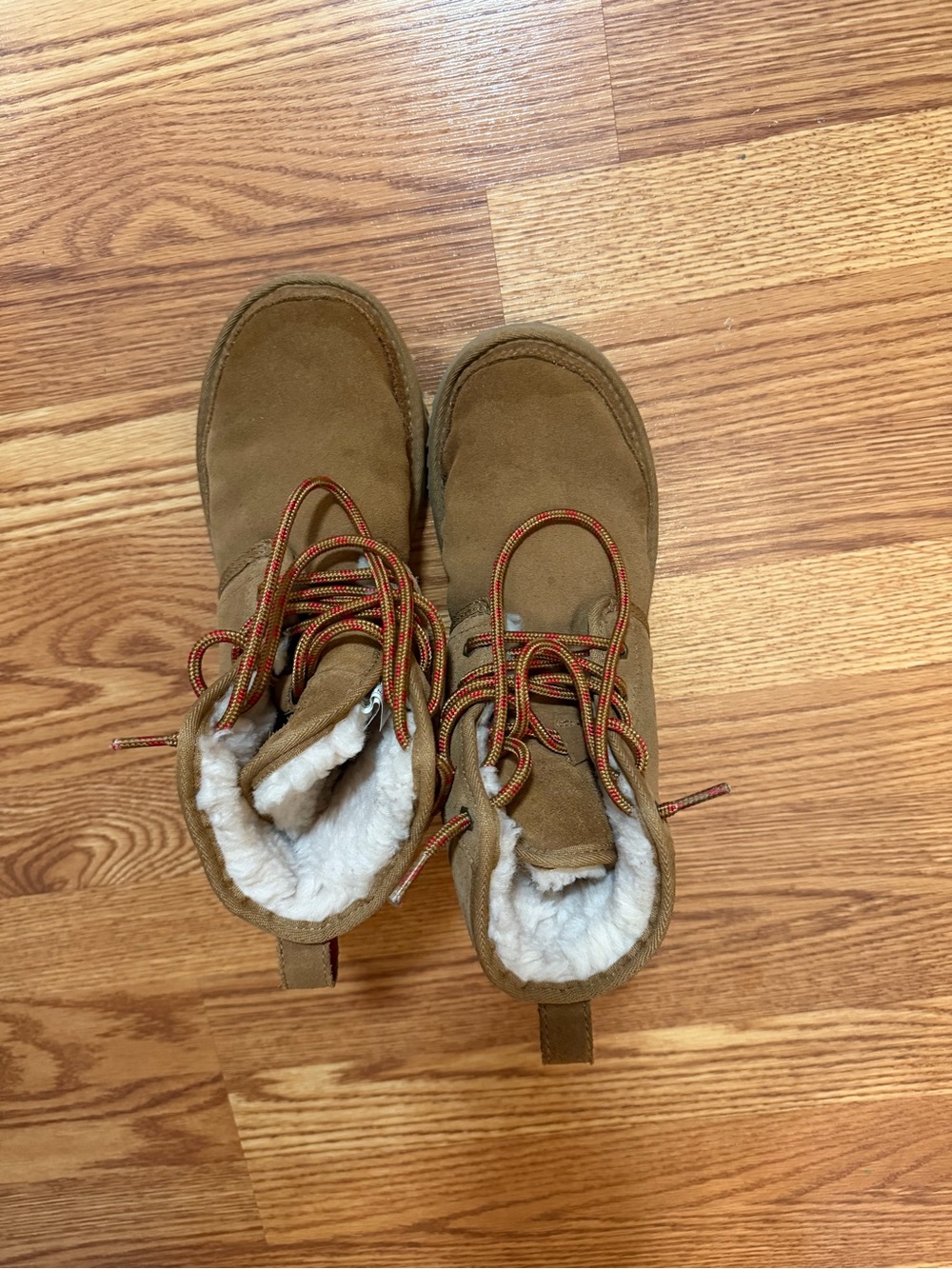 Womens Cozy Lace-Up Ugg Boots in tan, size 6